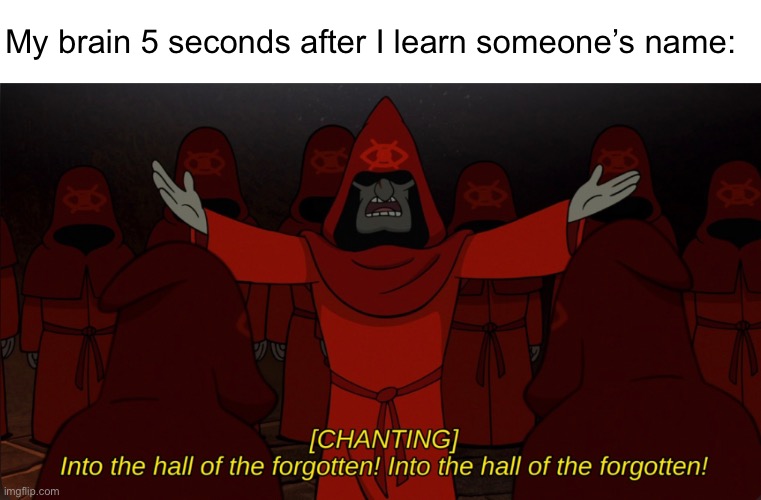 Into the hall of the forgotten! | My brain 5 seconds after I learn someone’s name: | image tagged in gravity falls,meme,gravity falls meme | made w/ Imgflip meme maker