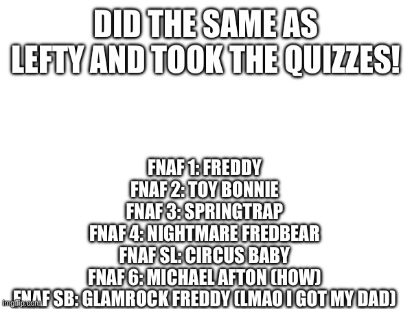 Fnaf 1 Quizzes