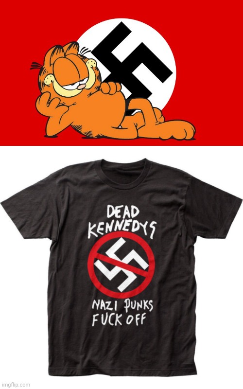 image tagged in nazi garfield,nazi punks fuck off | made w/ Imgflip meme maker