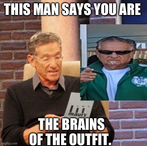 Maury Lie Detector | THIS MAN SAYS YOU ARE; THE BRAINS OF THE OUTFIT. | image tagged in memes,maury lie detector | made w/ Imgflip meme maker