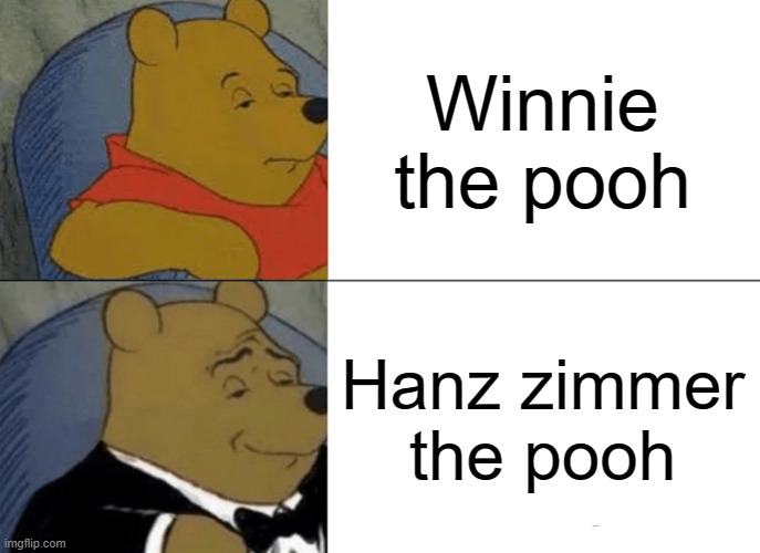 Who is your favourite? | Winnie the pooh; Hanz zimmer the pooh | image tagged in memes,tuxedo winnie the pooh | made w/ Imgflip meme maker