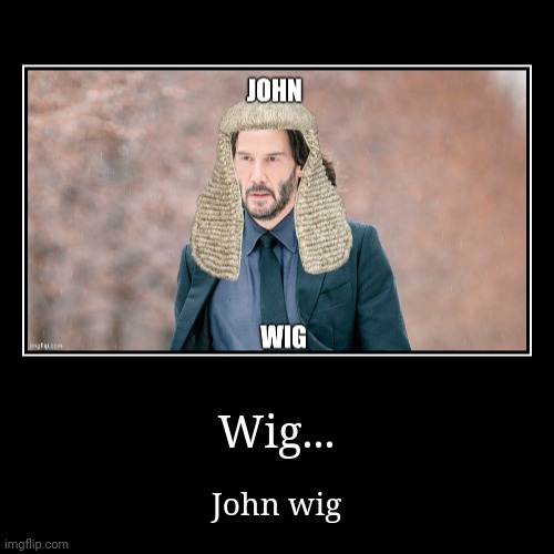 John wig | Wig... | John wig | image tagged in funny,demotivationals,puns,john wick,jpfan102504 | made w/ Imgflip demotivational maker