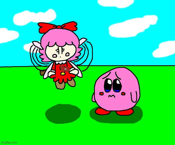 Ribbon is about to die | image tagged in kirby,gore,blood,funny,cute,parody | made w/ Imgflip meme maker