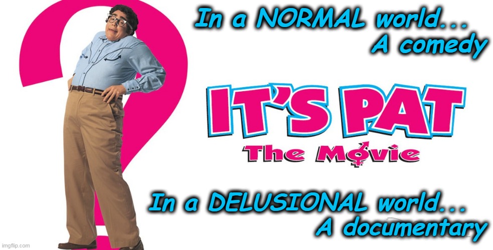 It's Pat | In a NORMAL world...
                                  A comedy; In a DELUSIONAL world...
                              A documentary | image tagged in its pat,snl,gender ideology,what is a woman,matt walsh,non binary | made w/ Imgflip meme maker