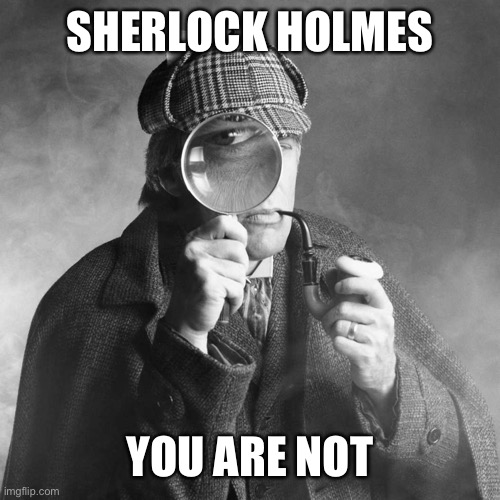 Sherlock Holmes | SHERLOCK HOLMES YOU ARE NOT | image tagged in sherlock holmes | made w/ Imgflip meme maker