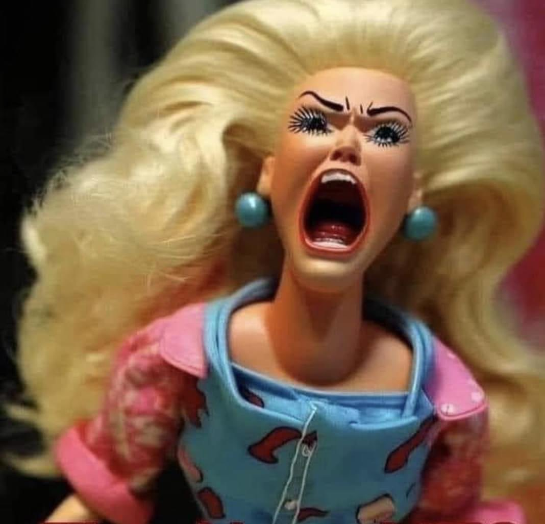 Barbie screaming Blank Meme Template