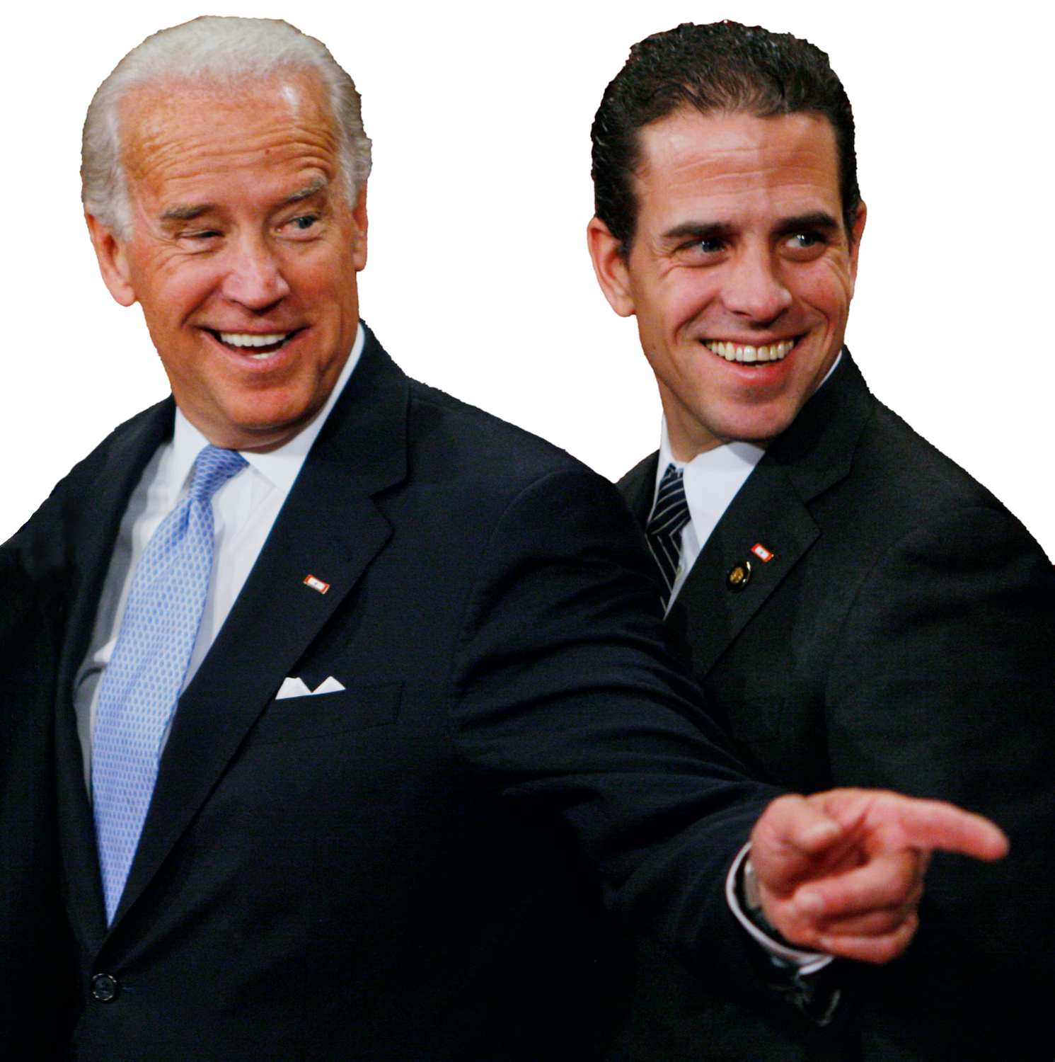 High Quality Joe and Hunter Biden pointing Blank Meme Template