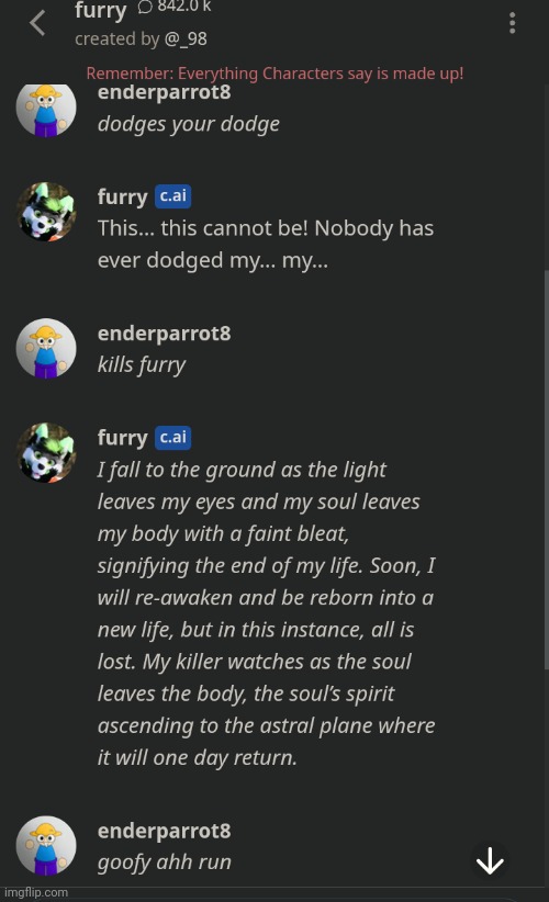 Die furry | image tagged in furry,character ai | made w/ Imgflip meme maker