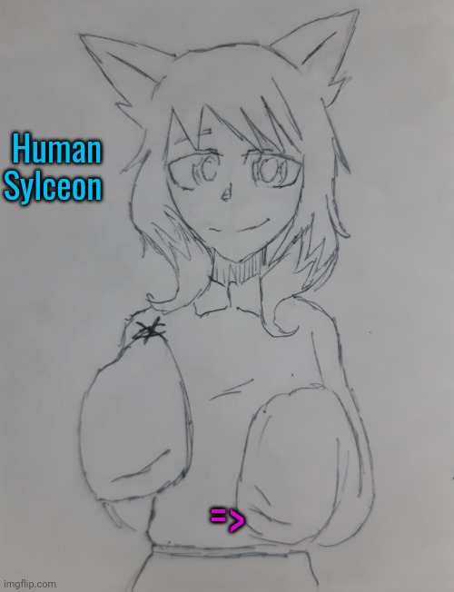 Human Sylceon (request by Sylceon_The_Sakura_Ogami_fangirl ) | Human Sylceon; => | image tagged in human sylceon | made w/ Imgflip meme maker