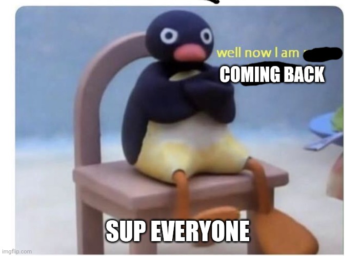 Well, there it is. I am back | COMING BACK; SUP EVERYONE | image tagged in well now i am not doing it | made w/ Imgflip meme maker