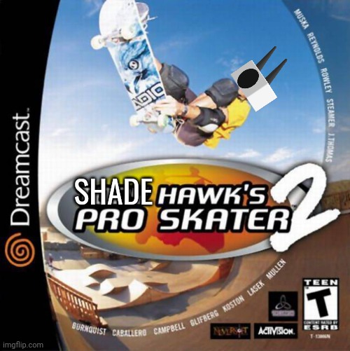 Tony Hawk Pro Skater | SHADE | image tagged in tony hawk pro skater | made w/ Imgflip meme maker