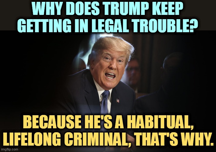Whatever your instincts are, his are worse. | WHY DOES TRUMP KEEP GETTING IN LEGAL TROUBLE? BECAUSE HE'S A HABITUAL, LIFELONG CRIMINAL, THAT'S WHY. | image tagged in trump angry tantrum yelling screaming,trump,evil,guilty,criminal | made w/ Imgflip meme maker