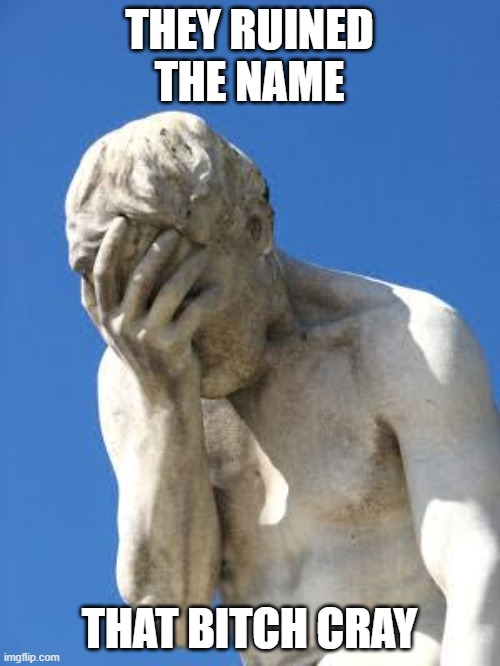 Ashamed Greek statue | THEY RUINED THE NAME THAT BITCH CRAY | image tagged in ashamed greek statue | made w/ Imgflip meme maker