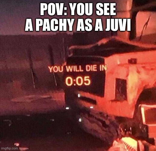 EVRIMA | POV: YOU SEE A PACHY AS A JUVI | image tagged in you will die in 0 05,the isle,dinosaurs,gaming,survival,horror | made w/ Imgflip meme maker
