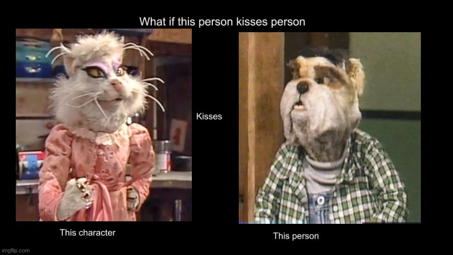 if mrs fluffe kissed bruno | image tagged in what if this person kisses character,dog city,shipping | made w/ Imgflip meme maker