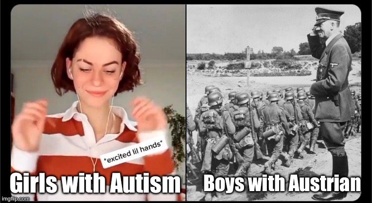 Autism vs Austrian | Boys with Austrian; Girls with Autism | image tagged in autism,austria | made w/ Imgflip meme maker