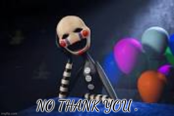 Puppet calm | NO THANK YOU . | image tagged in puppet calm | made w/ Imgflip meme maker