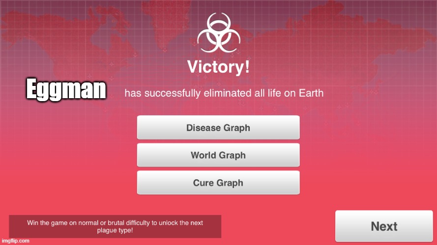 Recreation of my first successful playthrough of Plague Inc. | Eggman | image tagged in plague inc x has eliminated all life on earth | made w/ Imgflip meme maker