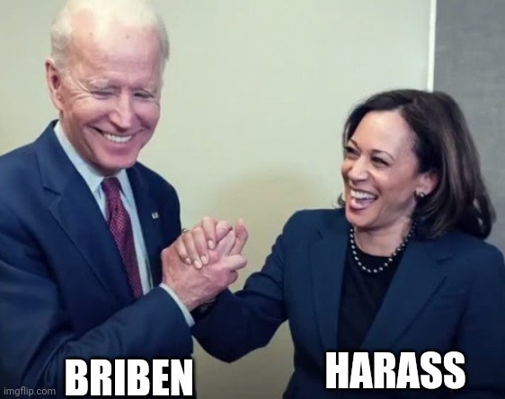 Biden and Harris | BRIBEN HARASS | image tagged in biden and harris | made w/ Imgflip meme maker