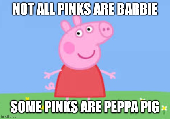 BARBIE - PEPPA PIG | NOT ALL PINKS ARE BARBIE; SOME PINKS ARE PEPPA PIG | image tagged in peppa pig,barbie,funny | made w/ Imgflip meme maker
