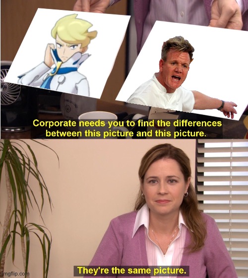 Saw the one with GigaChad and Turo, so why not the chef bois | image tagged in memes,they're the same picture,pokemon,siebold,chef gordon ramsay | made w/ Imgflip meme maker