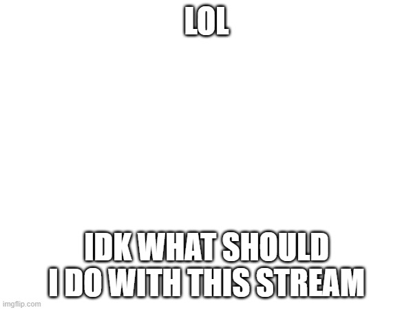 LOL; IDK WHAT SHOULD I DO WITH THIS STREAM | made w/ Imgflip meme maker
