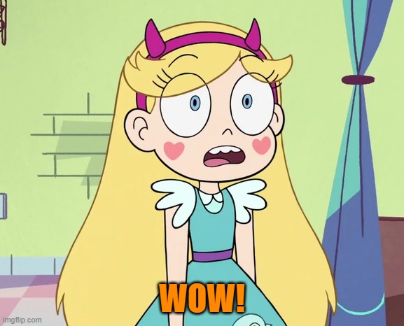 Star sees narwhal flying toward her | WOW! | image tagged in star sees narwhal flying toward her | made w/ Imgflip meme maker