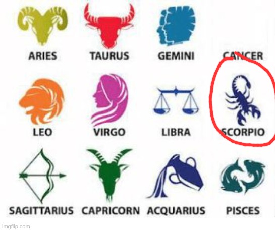 Zodiac Signs | image tagged in zodiac signs | made w/ Imgflip meme maker