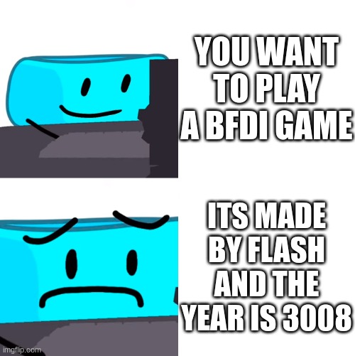 Pov: | YOU WANT TO PLAY A BFDI GAME; ITS MADE BY FLASH AND THE YEAR IS 3008 | image tagged in bracelity reaction | made w/ Imgflip meme maker