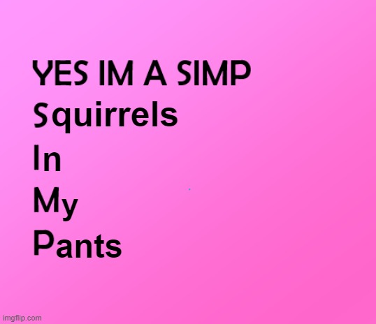 S.I.M.P | quirrels; n; y; ants | image tagged in im a simp | made w/ Imgflip meme maker