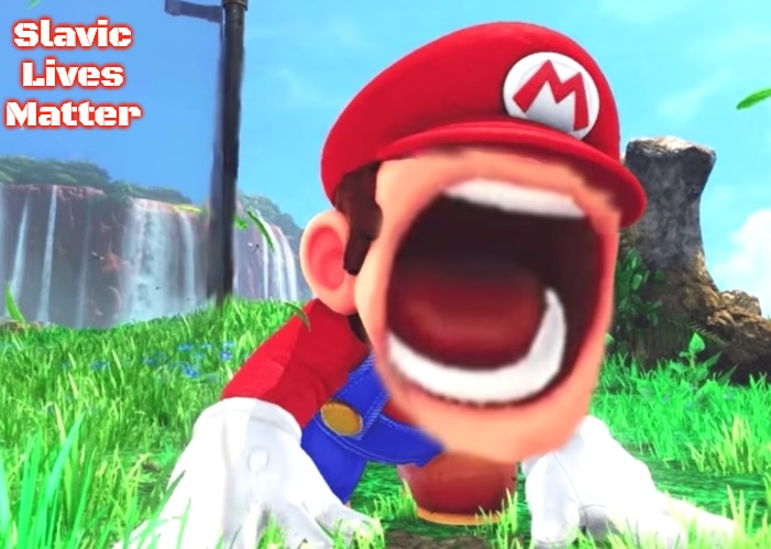 Mario screaming | Slavic Lives Matter | image tagged in mario screaming,slavic | made w/ Imgflip meme maker
