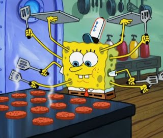 High Quality SpongeBob Flipping Burgers Blank Meme Template