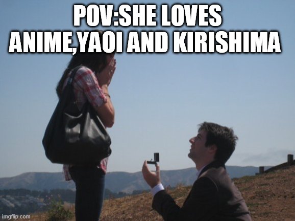 marry me | POV:SHE LOVES ANIME,YAOI AND KIRISHIMA | image tagged in marriage proposal,kirishima,yaoi | made w/ Imgflip meme maker