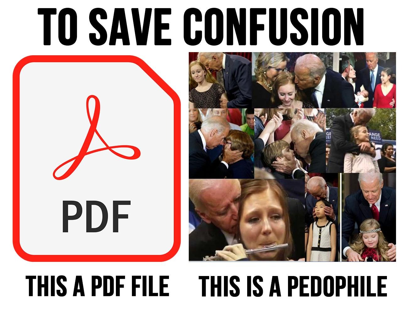 PDF File vs. Pedophile | image tagged in pedo joe biden,pedo joe,pedohitler,old pervert,pedophiles,good catholics | made w/ Imgflip meme maker