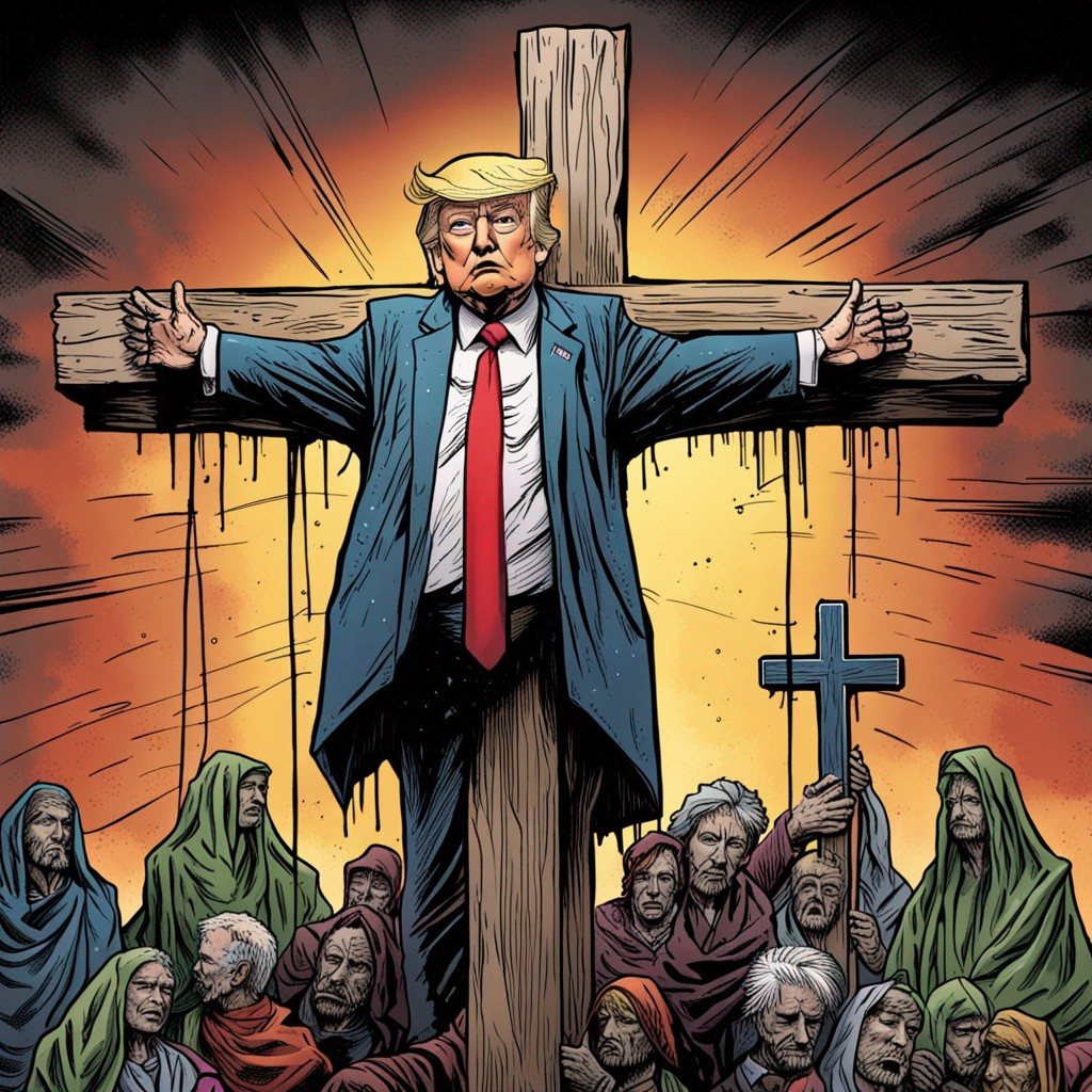 High Quality Heathen Trump pretends he's Christ for the evangelical vote Blank Meme Template