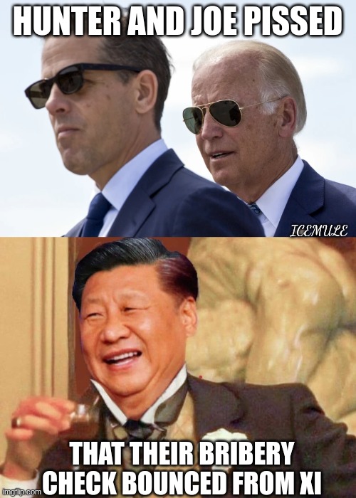 bounced check | HUNTER AND JOE PISSED; ICEMULE; THAT THEIR BRIBERY CHECK BOUNCED FROM XI | made w/ Imgflip meme maker