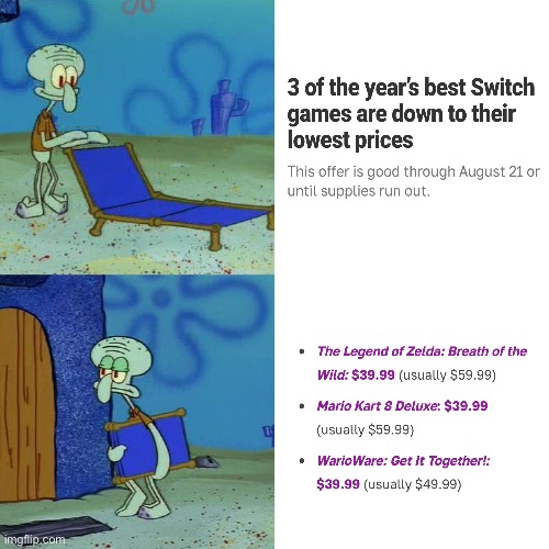 THAT’S your lowest price? | image tagged in squidward chair | made w/ Imgflip meme maker