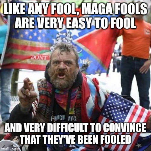 Just watch them fool themselves into believing that this isn't true. | LIKE ANY FOOL, MAGA FOOLS
ARE VERY EASY TO FOOL; AND VERY DIFFICULT TO CONVINCE
THAT THEY'VE BEEN FOOLED | image tagged in conservative alt right tardo,maga,fool,fools,conservative logic,i pity the fool | made w/ Imgflip meme maker
