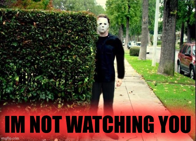 Michael Myers Bush Stalking | IM NOT WATCHING YOU | image tagged in michael myers bush stalking | made w/ Imgflip meme maker