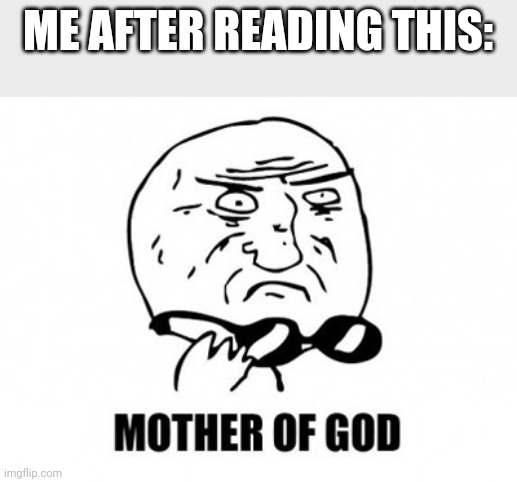 Mother Of God Meme | ME AFTER READING THIS: | image tagged in memes,mother of god | made w/ Imgflip meme maker