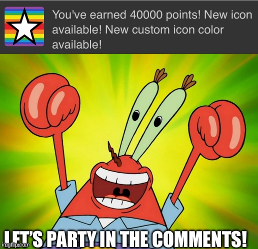 i’m excited to reach the final icon on imgflip! | LET’S PARTY IN THE COMMENTS! | image tagged in imgflip points | made w/ Imgflip meme maker