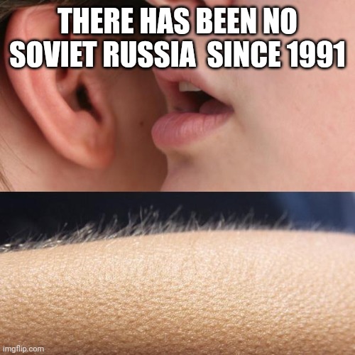 Whisper and Goosebumps | THERE HAS BEEN NO SOVIET RUSSIA  SINCE 1991 | image tagged in whisper and goosebumps | made w/ Imgflip meme maker