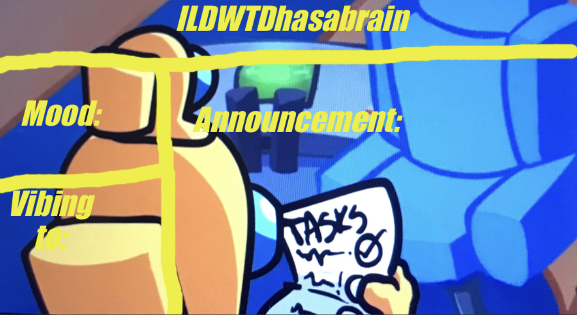 High Quality ILDWTD’s yellow impostor announcement template Blank Meme Template