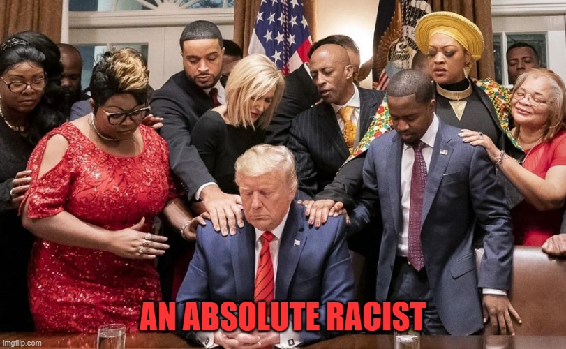Racist Trump | AN ABSOLUTE RACIST | image tagged in black trump,black,donald trump,racist,trump,racism | made w/ Imgflip meme maker