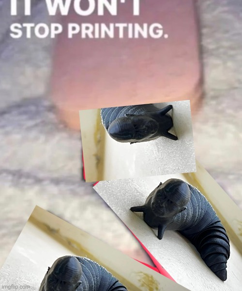 It won't stop printing PLEASE STOP PRINTING RUGS | image tagged in it won't stop printing,slug,the rock | made w/ Imgflip meme maker