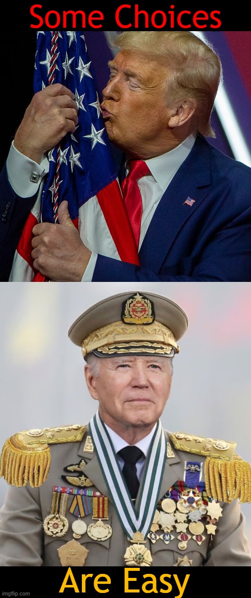 Patriot OR Puppet? | Some Choices; Are Easy | image tagged in politics,donald trump,joe biden,america first,banana republic,election | made w/ Imgflip meme maker