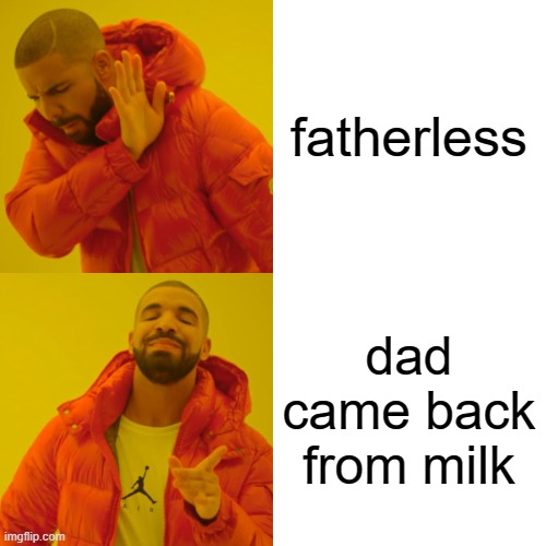 no dream stans | fatherless; dad came back from milk | image tagged in memes,drake hotline bling | made w/ Imgflip meme maker