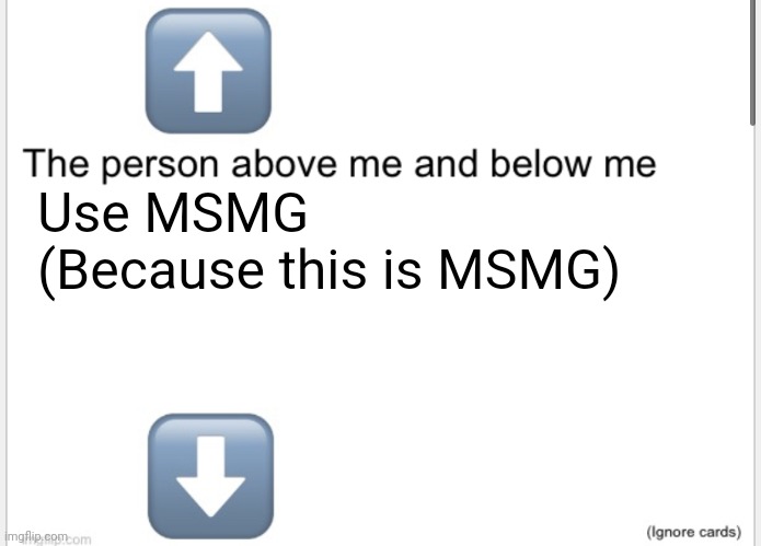 Person above below | Use MSMG
(Because this is MSMG) | made w/ Imgflip meme maker