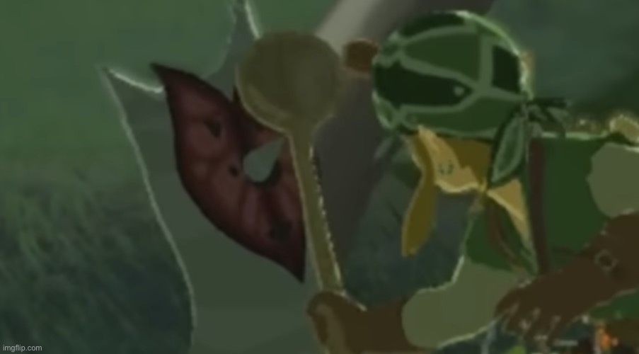 link hitting korok with a spoon | image tagged in link hitting korok with a spoon | made w/ Imgflip meme maker