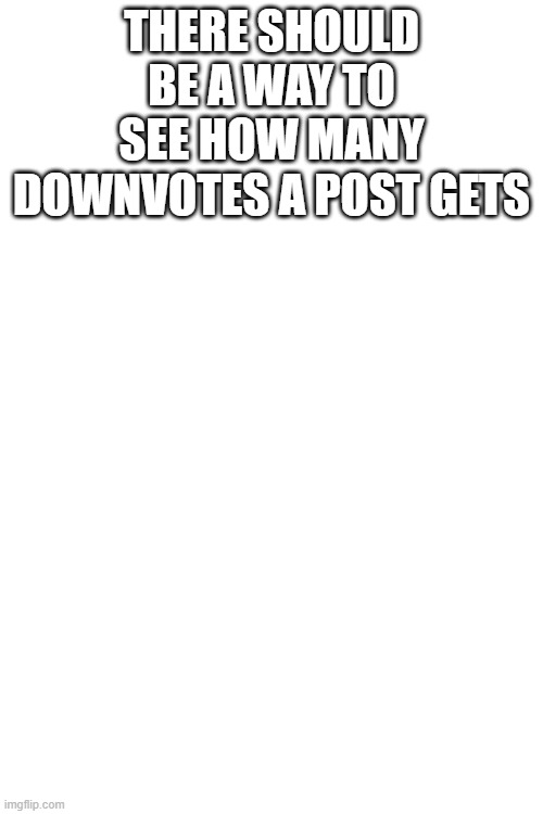 THERE SHOULD BE A WAY TO SEE HOW MANY DOWNVOTES A POST GETS | made w/ Imgflip meme maker